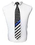 JEMYGINS Mens Thin Blue Line Flag Tie USA Patriotic Necktie (1)
