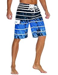 unitop Men's Bathing Shorts Quick Dry Striped Beach