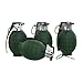 Toy Grenade Set of 4 with Trigger, Pull Pin, Realistic Explosion Sound Effects-Military Pretend Play Accessories for Kids (Army Green)