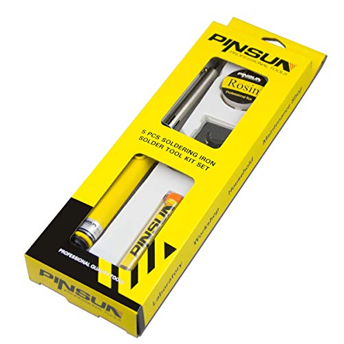Soldering Iron, Soldering Iron Kit Electronics 60W 110V, Chrome Plated Steel Straight Tip Head Design with Power Indicator Light, Solder Wire 1.0mm Dia, Rosin, Cleaning Sponge, Holder