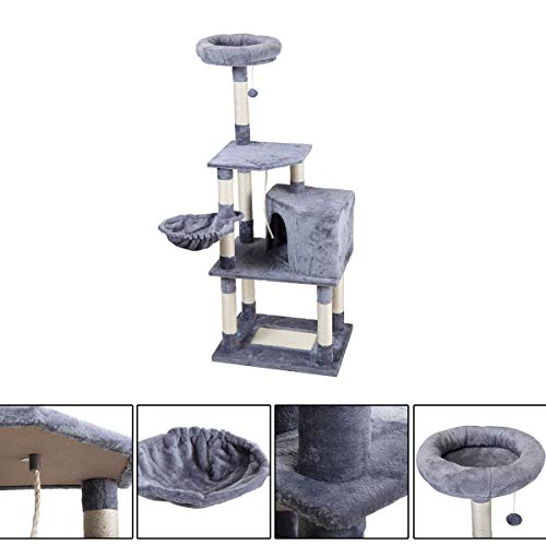 JAXPETY 60" Cat Tree Pet Play House, Kittens Activity Tower Cat Condo w