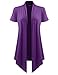 AMORE ALLFY Women's Soft Drape Cardigan Short Sleeve Purple X-Large