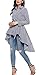 Annflat Women's Button Up Long Sleeve Asymmetrical Hem Belt Striped Shirt Blouse Tops Small Grey