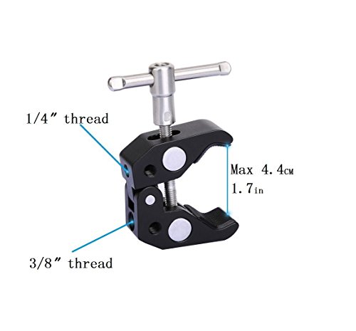 Dazzne 11 inch Adjustable Aluminum Alloy Articulating Friction Magic Arm & Large Super Clamp for DSLR Camera Rig, LED Lights, Flash Light, LCD Monitor (11 inch)