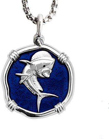 Guy HarveyDolphinfish Medallion in Sterling Silver on a Durable 24" Necklace Chain - Mahi
