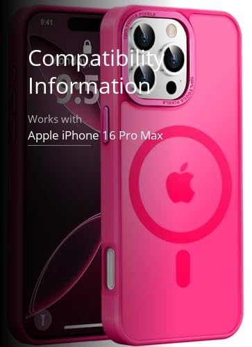Newfuture Designed for iPhone 16 Pro Max Case with Magnetic [13 FT Military Drop Protection] [Compatible with Magsafe] Slim Translucent Matte Shockproof with Anti-Fingerprint Phone Case, Hot Pink