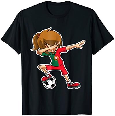 Dabbing Soccer Girl Portugal Shirt, Portugese Flag Jersey