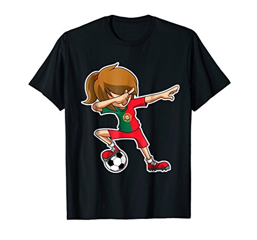 Dabbing Soccer Girl Portugal Shirt, Portugese Flag Jersey