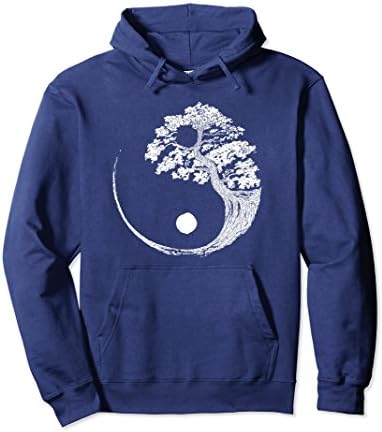Unisex Yin Yang Bonsai Tree Japanese Buddhist Zen Pullover Hoodie XL: Navy