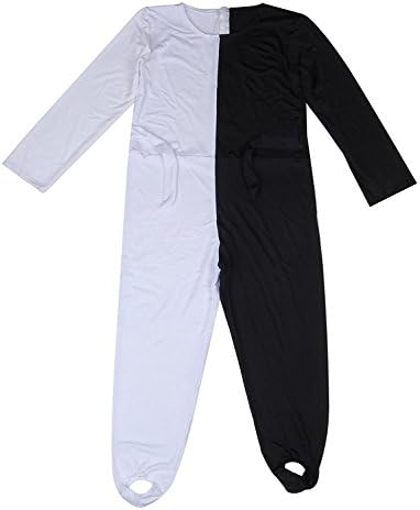 Youtei Black and White Optical illusion tights dance costume (5.5feet(170cm), White and Black)