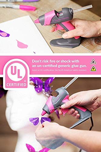 Chandler Tool Mini Glue Gun - 25 Watt Mini Size High Temp Hot Melt Mini Glue Gun Kit with 12 Pcs Mini Hot Glue Sticks, Patented Base Stand &, for Arts & Crafts, DIY & More (Pink) - Thumbnail 4