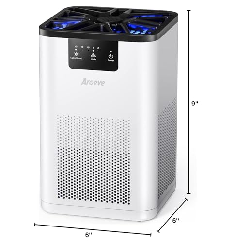 AROEVE Air Purifiers for Bedroom Air Purifier With Aromatherapy Function For Pet Smoke Pollen Dander Hair Smell 20dB Air Cleaner For Bedroom Office Living Room, MK06- White(Available for California) - Image 8