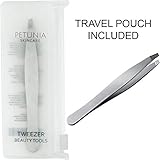 Petunia Skincare Stainless Steel Eyebrow Tweezers Slant Tip Professional Grade & Sharp Tips Perfectly Aligns for Expert Precision