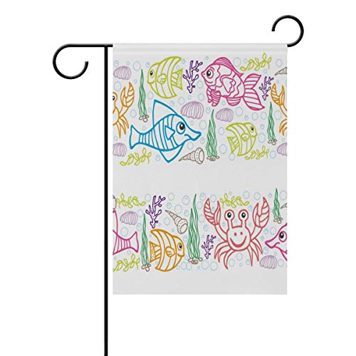 Afagahahs Colorful Cartoon Cute Fish Coral Shell Crab Garden Flag