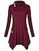 Hibelle Women's Long Sleeve Cowl Neck Asymmetrical Hem Casual Pullover Tunic Tops with Pockets