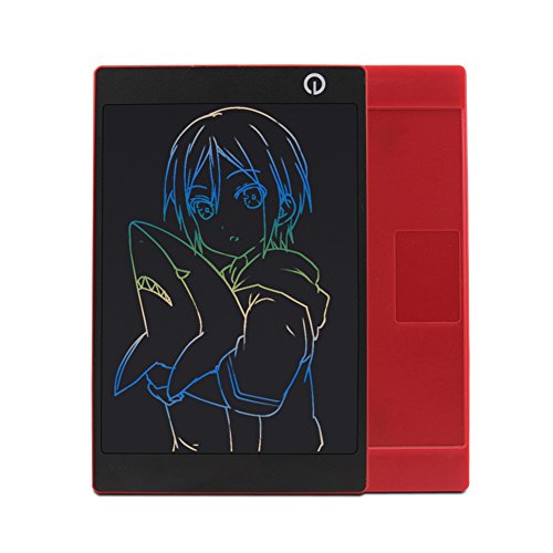 Colorful 9.7 Inch LCD Writing Tablet Drawing Board Portable Handwriting Pad Magnetic Fridge Message Whiteboard,Digital Electronic Notepad Graphic Graffiti Board for Kids Children (Red)