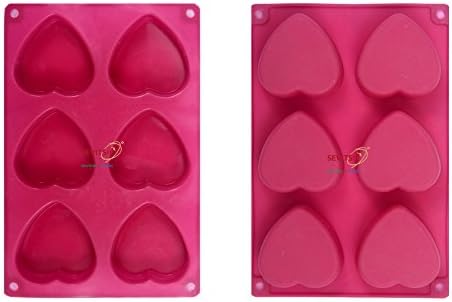 Sevitsil Sillicon Soap Mould, Mold for Soap Making, 100 Grams - Heart - 6 Cavities