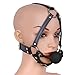 TiaoBug Women Adult Adjustable Leather Metal O-Rings Harness Silicone Mouth Ball Black A One Size