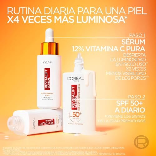 L'oreal paris revitalift creme hidratante clínico anti-uv fps50+ diário com vitamina c