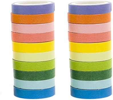 20 Rolls DIY Washi Tape , solid color wrapping tape Decorative Craft Tape Washi Rainbow Candy Color Washi Sticky Paper Masking Adhesive Tape Scrapbooking and Office Party Decoration