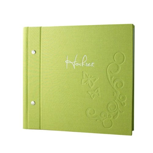 Guest Book Photo Album Butterfly 34 x 34 cm Green Removable Pages Wedding Lettering Handmade