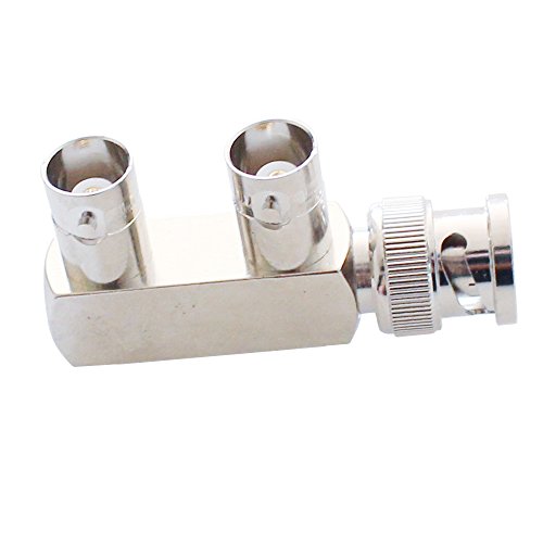 2-Pack BNC Male to Dual 2 BNC Female Connector F Type 3 Way Audio RF Coax Adapter Video Adapter Splitter