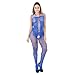 Deksias Fishnet Bodystocking Plus Size Crotchless Bodysuit Lingerie for Women (Plus Size, Blue)