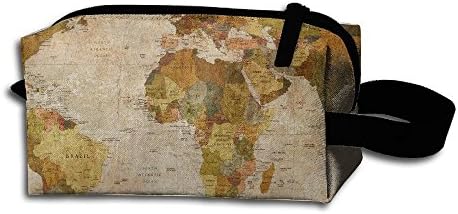 Cosmetic Bag,Anthique Old World Map In Retro Color Printed Cosmetic Storage Bag Multi-Functional Oxford Pouch Zipper Bag For Women Girl