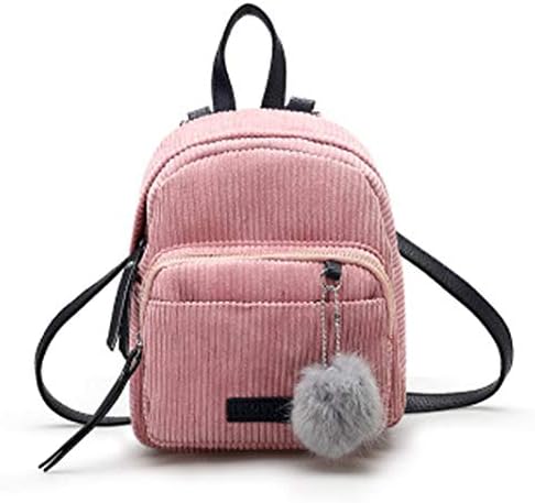 Lolittas Small Mini Fashion Backpack School Bag for Women Girls,Furry Smart Lightweight Shoulder Crossbody Sling Slim Strap Student (Pink)
