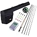 PLUSINNO Fly Fishing Rod and Reel Combo, 4 Piece Lightweight Ultra-Portable Graphite Fly Rod 5/6 9’ Complete Starter Package with Carrier Bag