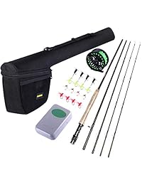 PLUSINNO   Barra de pesca ultraportátil y ligera con barra de grafito y carrete de acero inoxidable cromado y 4 piezas con estuche para caña (5 6#)