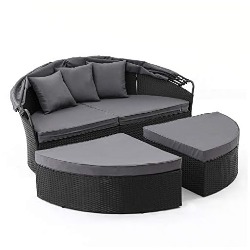 Oakmont Patio Furniture Outdoor Daybed Round Sofas with Canopy, Black