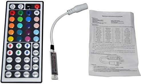 Bsod 12v Flexible LED Strip Lights, Non-waterproof String, 3528 Leds, Light Tape Flexible Ribbion , 16.4ft/5m Super Brightness 300led (Mini 44keys RGB controller)