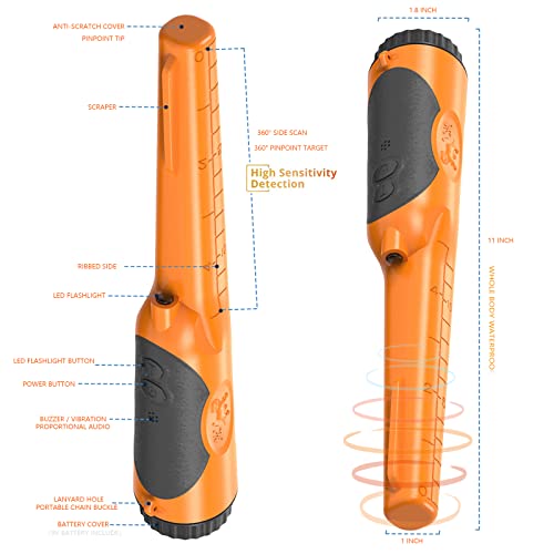 Metal Detector Pinpointer Impermeabile IP68 - Rilevamento 360°, Con Luce LED E Vibrazione, Per Caccia Al Tesoro