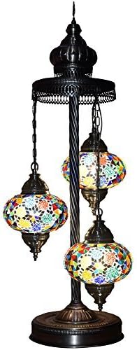 Turkish Moroccan Mosaic Glass Handmade Tiffany Floor Lamp Light, 29.5" (Daisy)