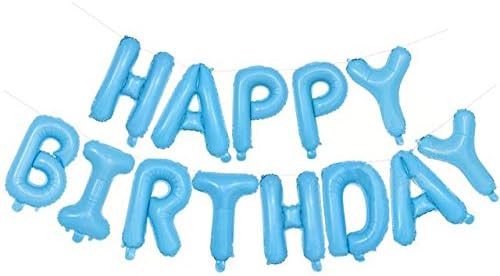 Balloon Arts, "Happy Birthday" Alphabet Letter Balloon,for Birthday Party Decoration Light Blue Color with 16 inch 1 Pcs.