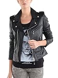 Exemplar Women's Black Lambskin Leather Moto Jacket LL919 L