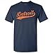 UGP Campus Apparel Detroit City Script - Hometown Pride Souvenir Basic Cotton T-Shirt - Large - Navy