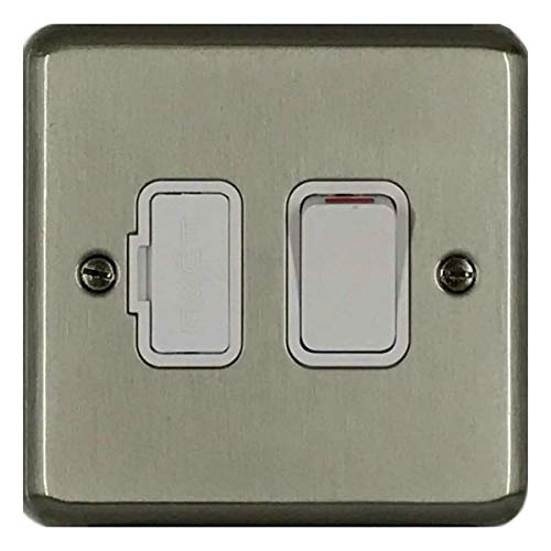 Deta 1913SCW Switched Spur Connection Unit 13 Amp Satin Chrome/White Inserts