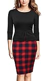 REPHYLLIS Women Colorblock Wear To Work Business Bodycon One-Piece Dress