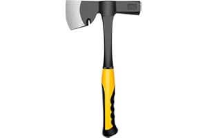 Drywall Hammer with Milled Face, 14 oz Wall Board Tool | Lightweight Hammer and Axe Combo Onepiece (Yellow)
