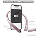 Wireless Headphones Neckband, Retractable Bluetooth Headset HD Stereo Earbuds Earphones with Mic, Vibrating Call Alert (Rose Gold)