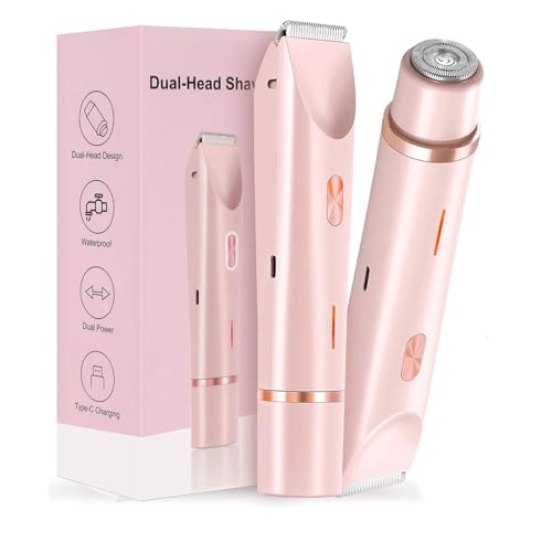 JDF3CISH 2 En 1 Rasuradora Electrica Mujer, Depiladora Electrica Portátil, Flawless Depilador Facial, USB Recargable, Uso en Seco y Húmedo, No Irritante,para Bikini Axilas Piernas Facial Brazos (Rosa）