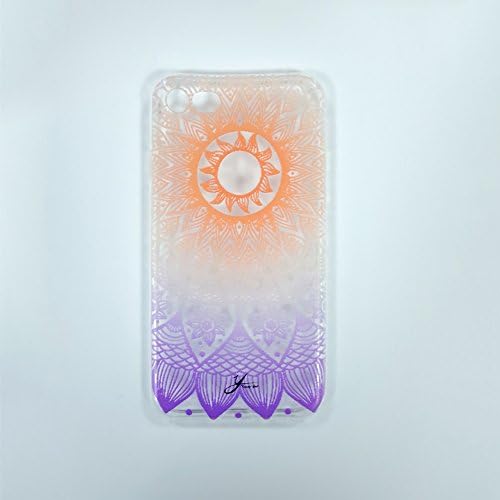 iPhone 7 Plus Case Clear with Design, Clear TPU Soft Case Rubber Silicone Skin Cover for iPhone 7 plus (Orange-purple iphone 7 plus)