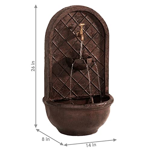 Sunnydaze Messina Outdoor Wall Water Fountain Waterfall Wall Mounted