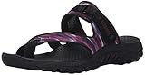 Skechers Women's Reggae Brush Strokes Flip Flop, Black/Purple, 8 M US