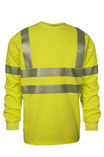 National Safety Apparel C54HYLSC3XL FR Class 3 Long Sleeve T-Shirt, X-Large, Fluorescent Yellow - Thumbnail 2