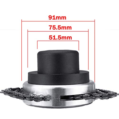 Fullwei 2 Types 65Mn Weed Trimmer Head with Sawchain,Coil Chain Brush Cutter Grass Lawn Mower Sharpener Head (A)