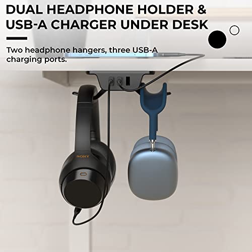HumanCentric Hook and Charge Headphone Hanger with USB Charger, Under Desk Headphone Mount