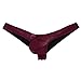 ACSUSS Men's Mesh See Through Lingerie Stretchy Jockstrap Bikini Thongs Underwear Wine Red Medium(Waist 26.0-36.0